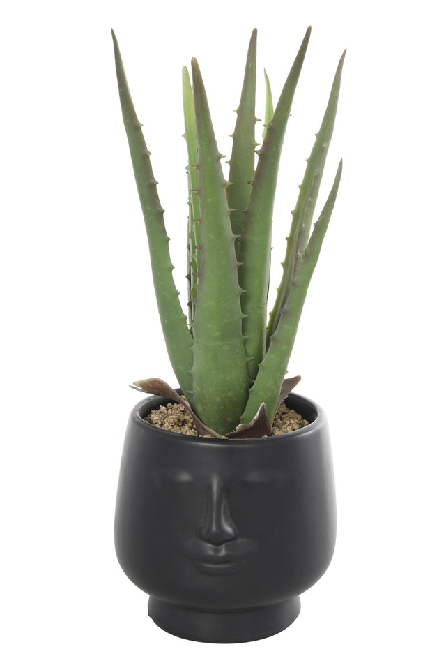 FAUX ALOE IN FACE POT | FLORA