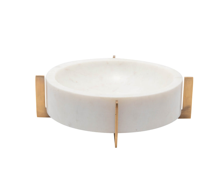MARBLE BOWL WITH BRASS ANTIQUE BASE | ENTERTAINING