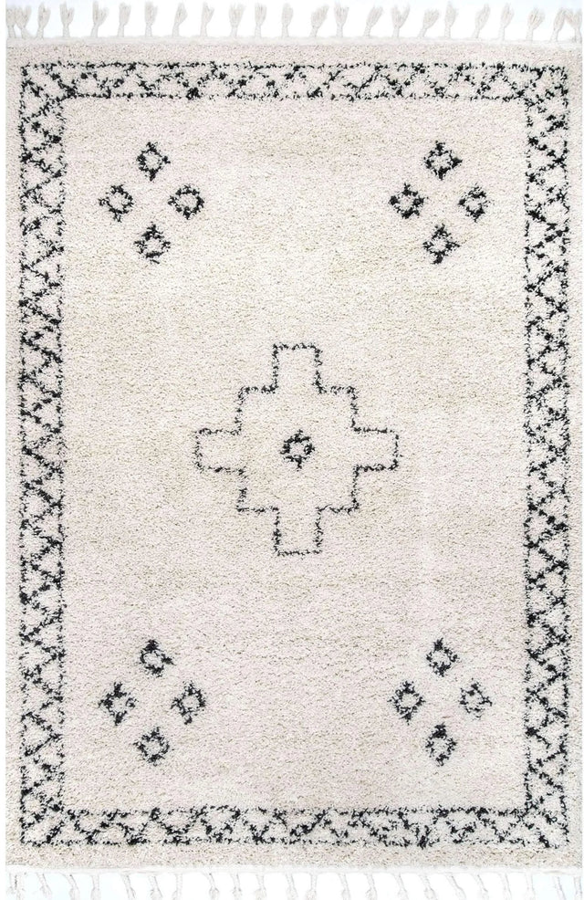 WHITE TRIBAL SKY TASSEL RUG | RUGS