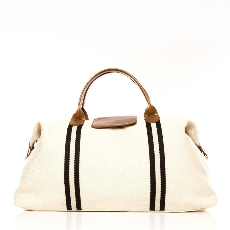 WHITE CANVAS STRIPED DUFFEL