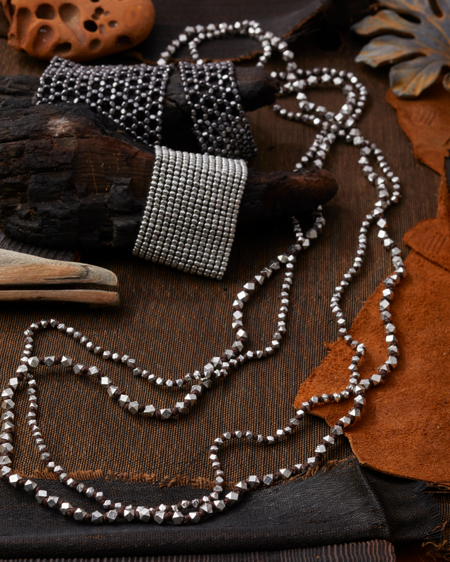 SILVER BEADED NECKLACE | JEWELRY