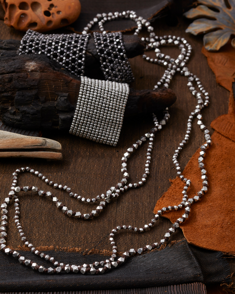 SILVER BEADED NECKLACE| JEWELRY
