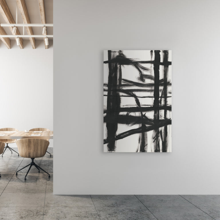 Jumpy Lines of Black by Dylan Grey | stretched canvas wall art