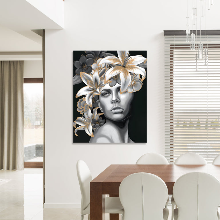 Monochrome Lily by Makai Howell | stretched canvas wall art