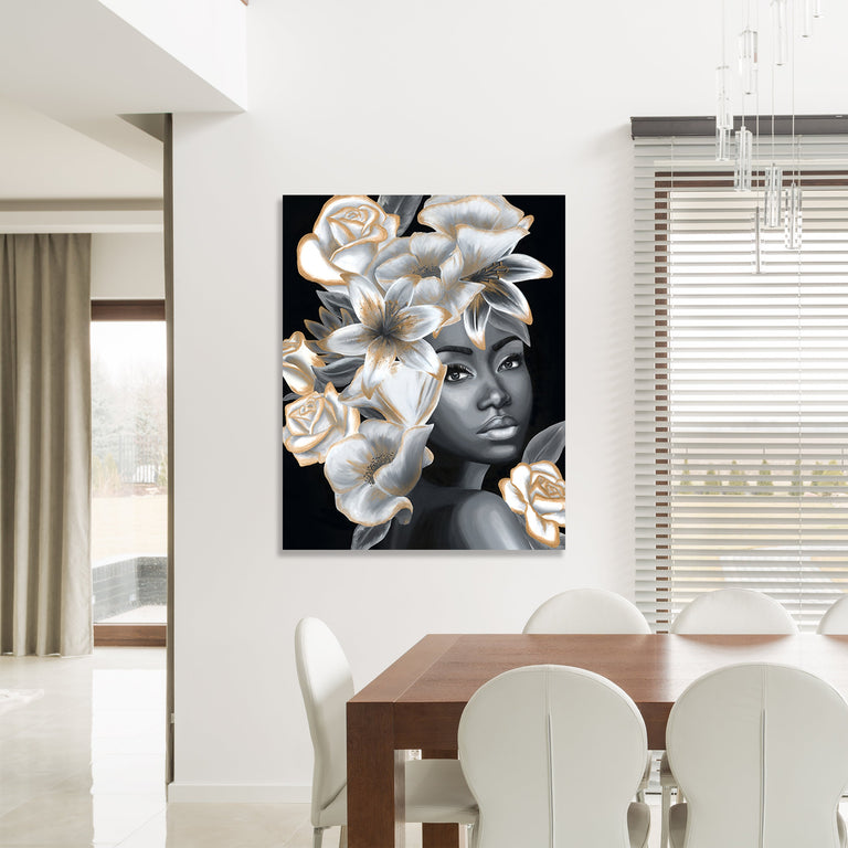 Monochrome Rose by Makai Howell | stretched canvas wall art
