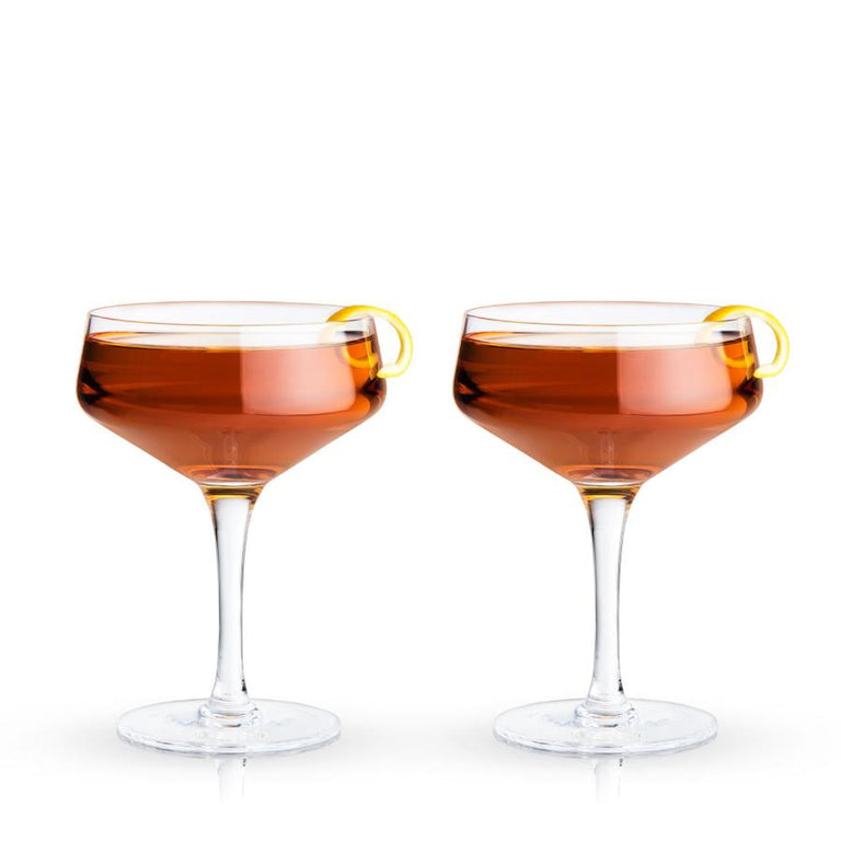 ANGLED CRYSTAL COUPE GLASSES | COCKTAIL ENTERTAINING