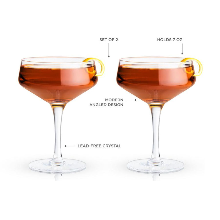 ANGLED CRYSTAL COUPE GLASSES | COCKTAIL ENTERTAINING
