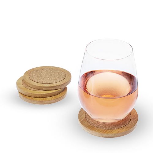 BAMBOO & CORK ROUND COASTERS | COCKTAIL