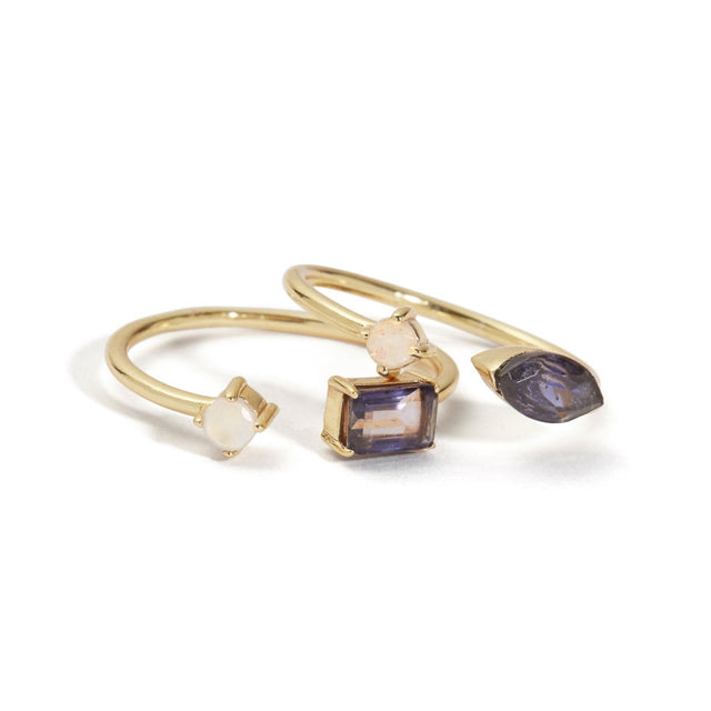 PRECIEUX STACKING RINGS IOLITE SET OF 2| JEWELRY