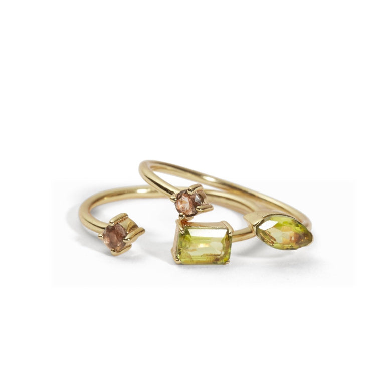 PRECIEUX STACKING RINGS PERIDOT SET OF 2| JEWELRY