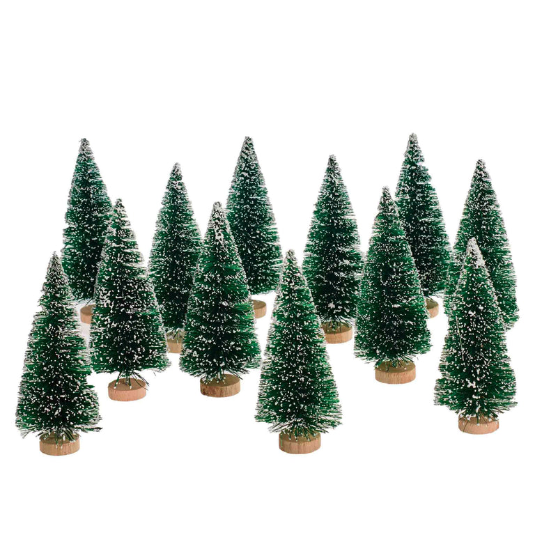 YUKON TREE-4 IN (SET OF 12) GRN/SNW | HOLIDAY