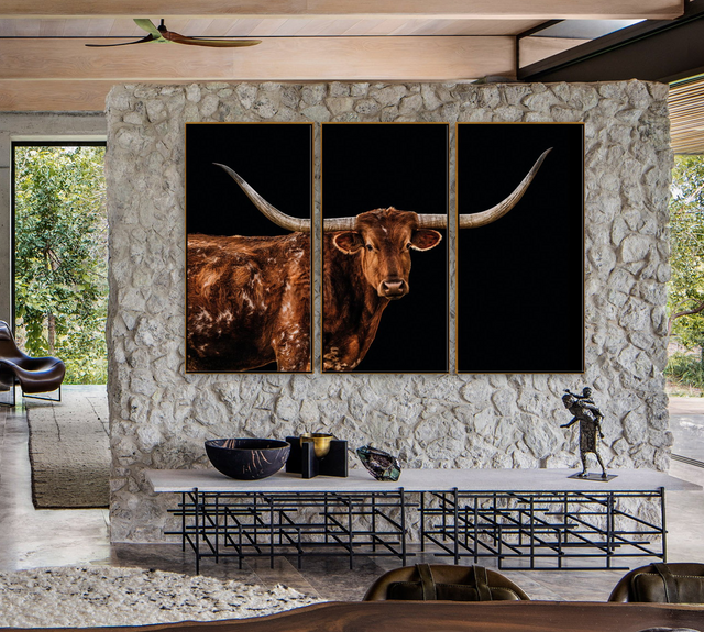 Bigger in Texas Tryptych by Adam Mowery | stretched canvas wall art