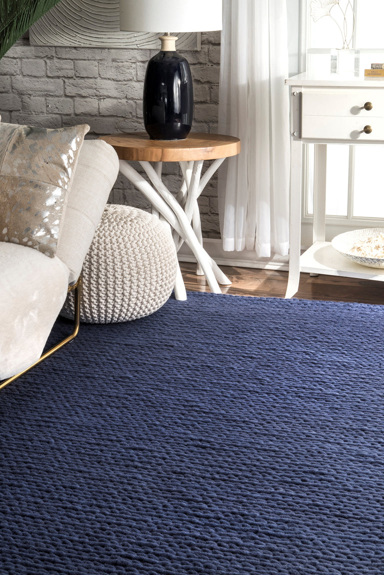CHUNKY CABLE HANDWOVEN NAVY | RUGS
