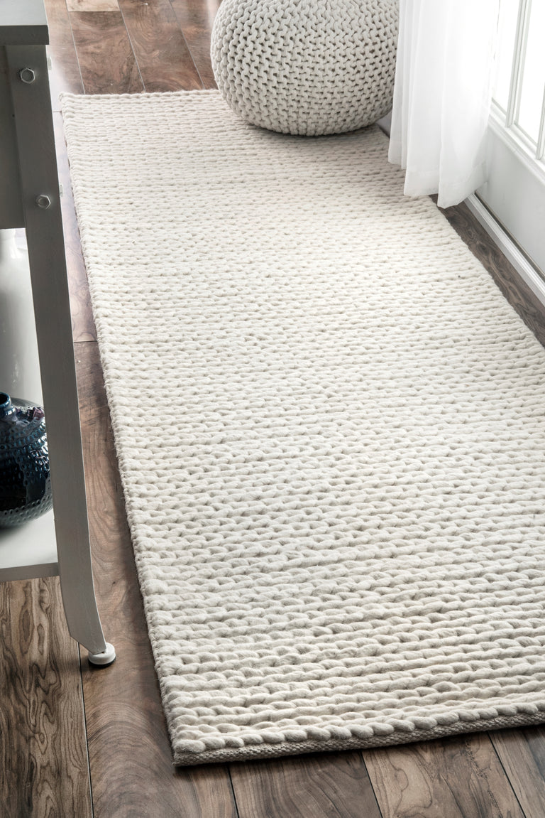 CHUNKY CABLE HANDWOVEN GREY | RUGS