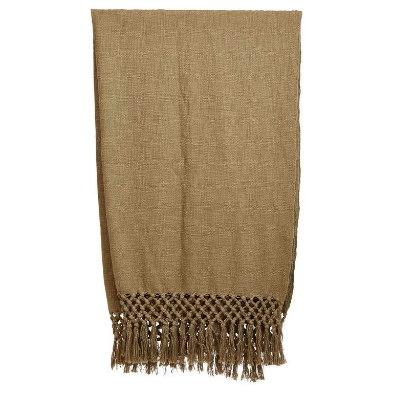 SEPIA COTTON THROW WITH CROCHET FRINGE | THROWS