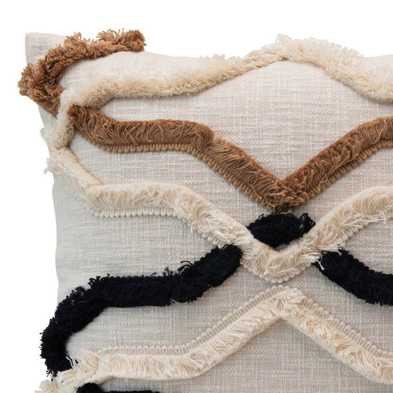 AUTUMN FRINGE APPLIQUE COTTON PILLOW | PILLOWS