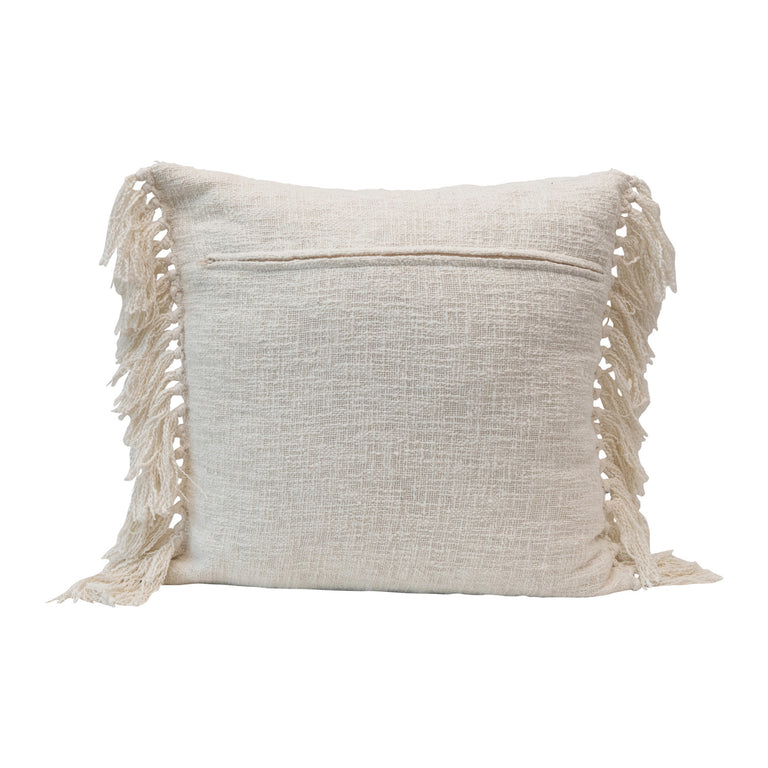 IVORY TUFTED COTTON FRINGE PILLOW | PILLOWS