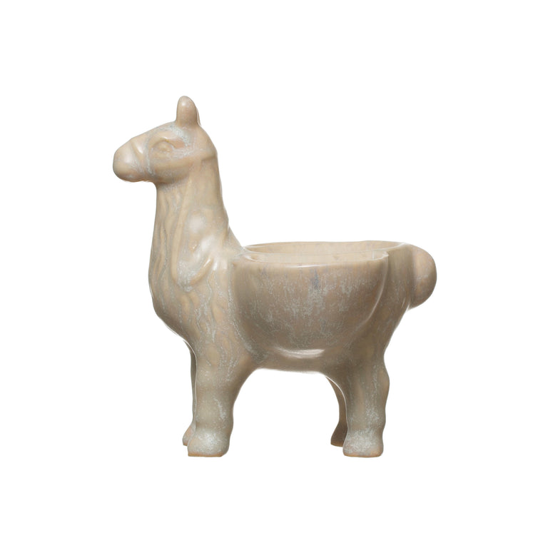 DECORATIVE STONEWARE STANDING LLAMA DISH | FIGURINE