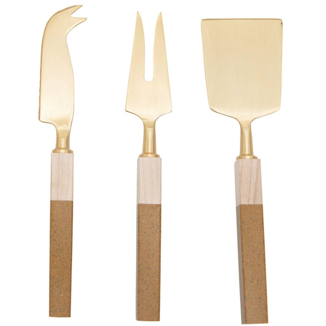 GOLDEN STEEL CHEESE KNIVES (SET OF 3) | ENTERTAINING