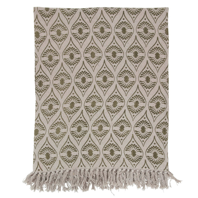 PEACOCK FEATHER PRINT RECYCLED COTTON THROW | THROWS