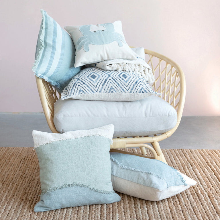 STONEWASHED DIAMOND COTTON SLUB PILLOW | PILLOWS