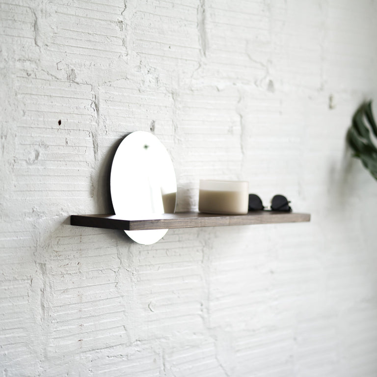 Floating Mirror Hardwood Shelf - Small by Iron Roots Designs | made in Berkeley, CA