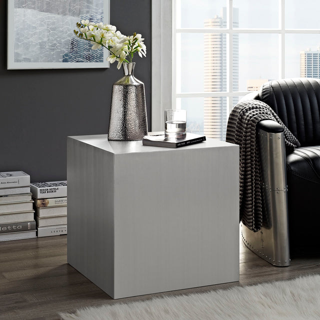 CAST STAINLESS STEEL SIDE TABLE | LIVING ROOM