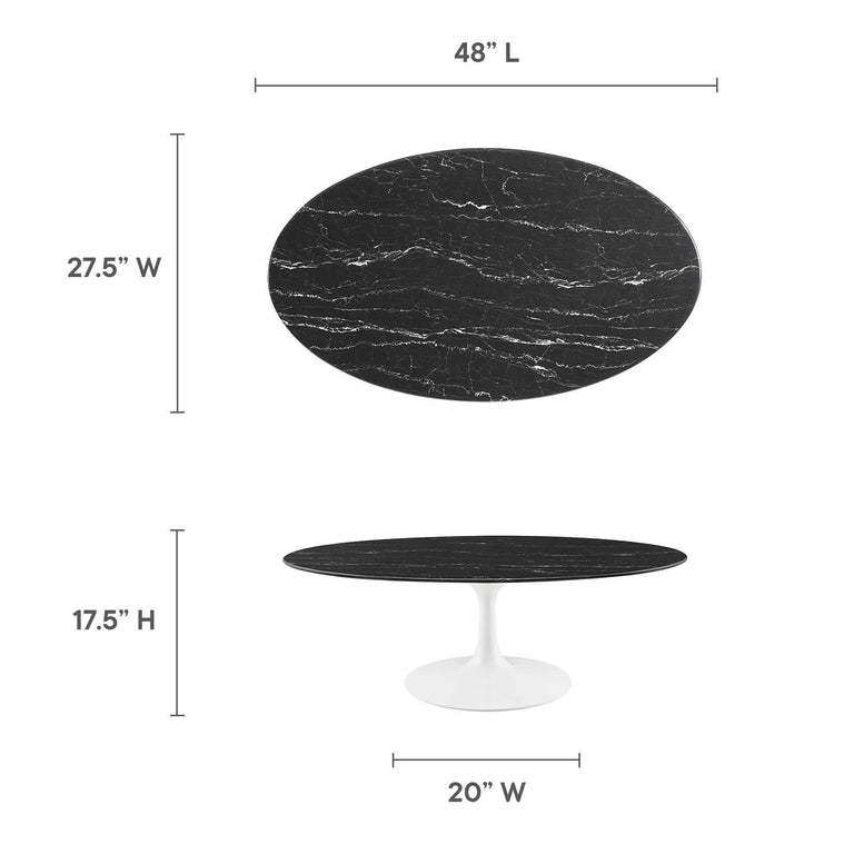 LIPPA OVAL FAUX MARBLE COFFEE TABLE | LIVING ROOM