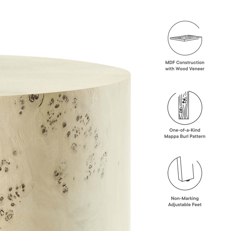 COSMOS ROUND BURL WOOD SIDE TABLE | LIVING ROOM