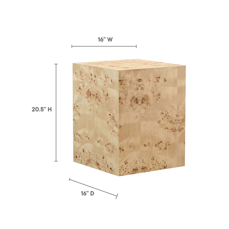 COSMOS SQUARE BURL WOOD SIDE TABLE | LIVING ROOM