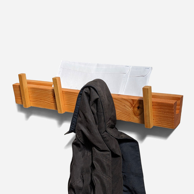 HOOKED COATRACK WITH MAIL STORAGE