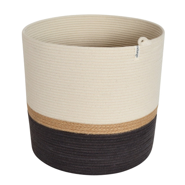 JUTE & BLACK COTTON CYLINDER BASKET from SOUTH AFRICA 