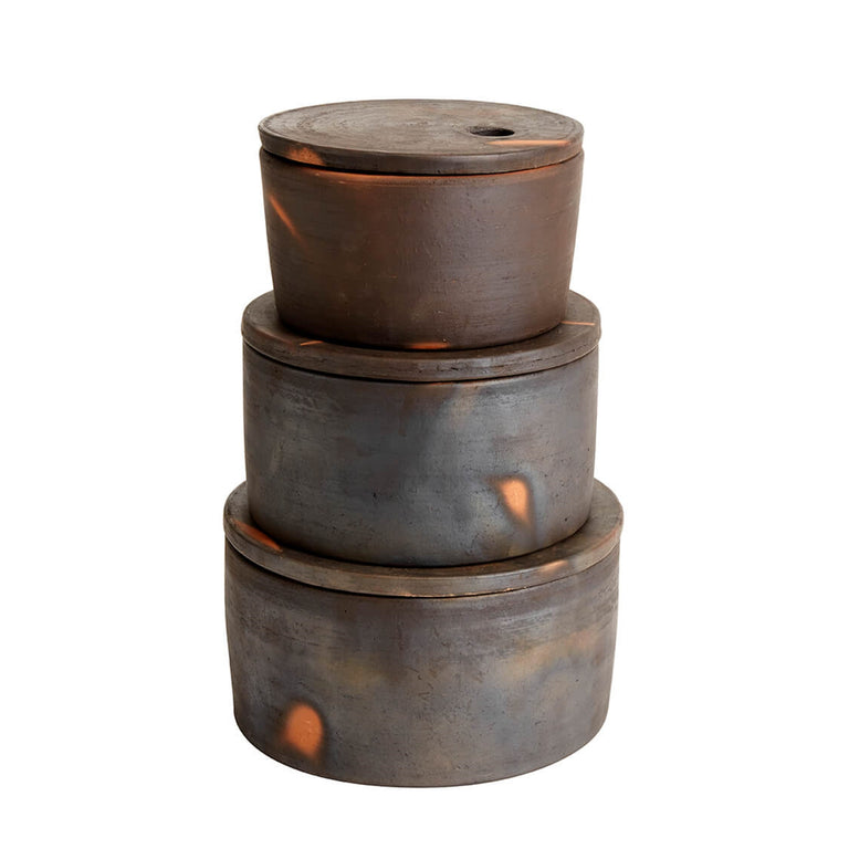 BROWN TERRACOTTA SERVING CONTAINER W/LID