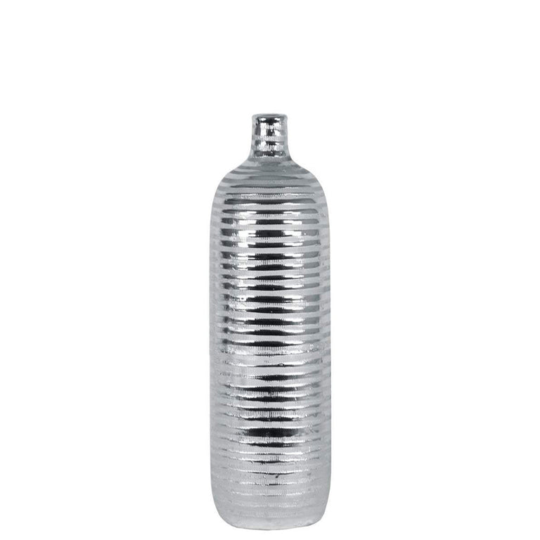 SILVER RIBBED VASES