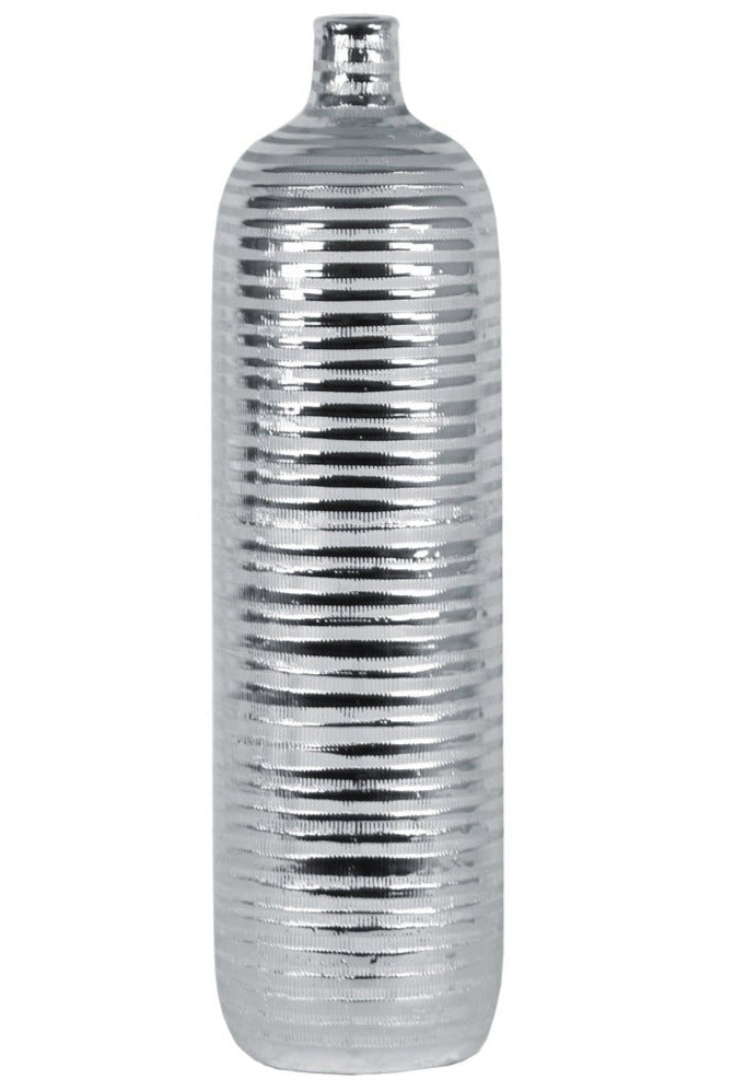 SILVER RIBBED VASES