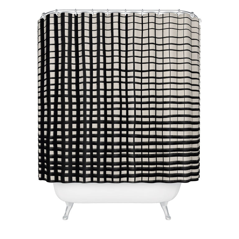 ALISA GALITSYNA HAND DRAWN GRID SHOWER CURTAIN