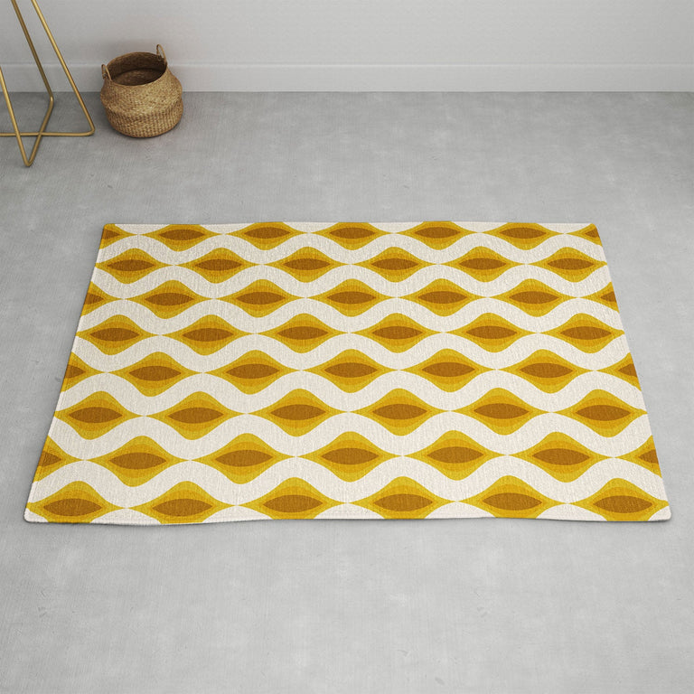 Yellow Ornaments Area Rug