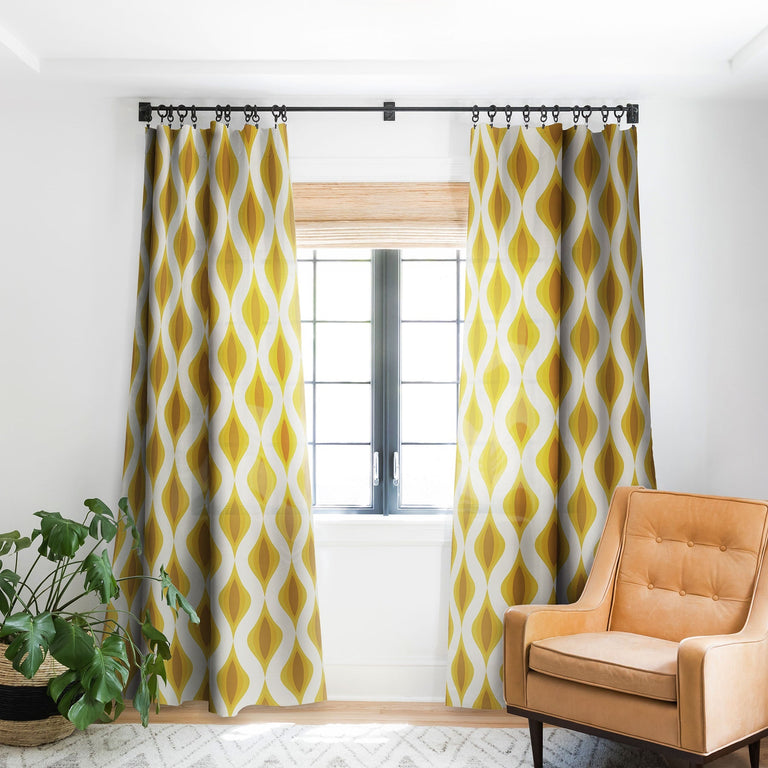 YELLOW ORNAMENTS BLACKOUT WINDOW CURTAIN