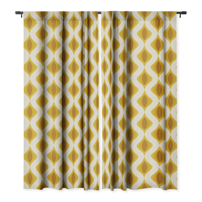 YELLOW ORNAMENTS BLACKOUT NON REPEAT WINDOW CURTAIN