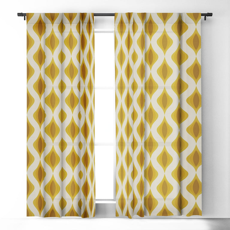 YELLOW ORNAMENTS BLACKOUT WINDOW CURTAIN
