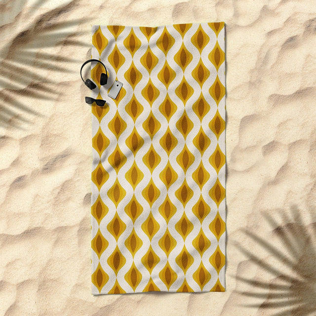 Yellow Ornaments Beach Towel
