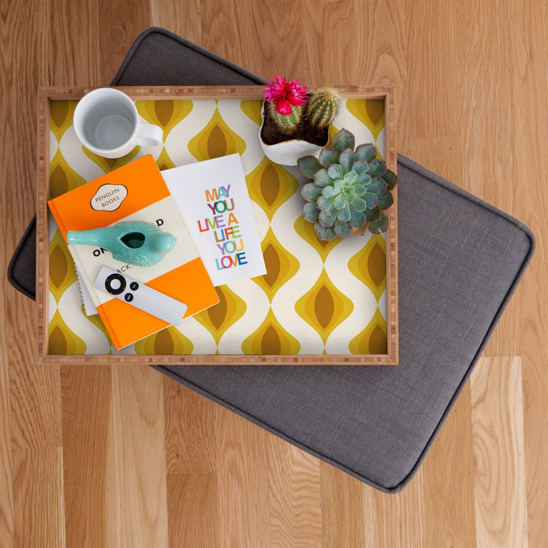 YELLOW ORNAMENTS RECTANGULAR TRAY