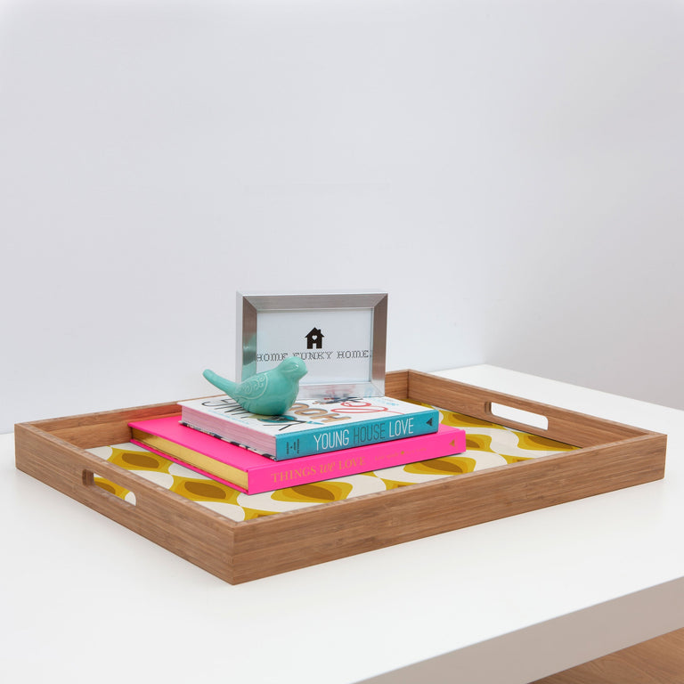 YELLOW ORNAMENTS RECTANGULAR TRAY