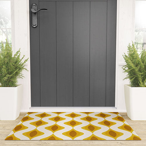 Yellow Ornaments Welcome Mat