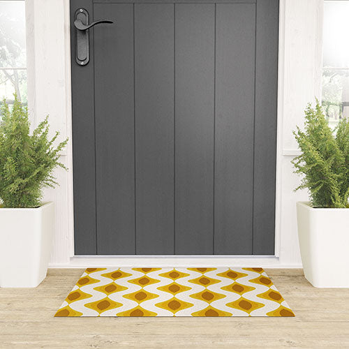 Yellow Ornaments Welcome Mat