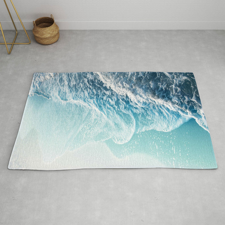Soft Turquoise Ocean Dream Waves Area Rug