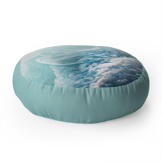 Soft Turquoise Ocean Dream Waves Floor Pillow Round