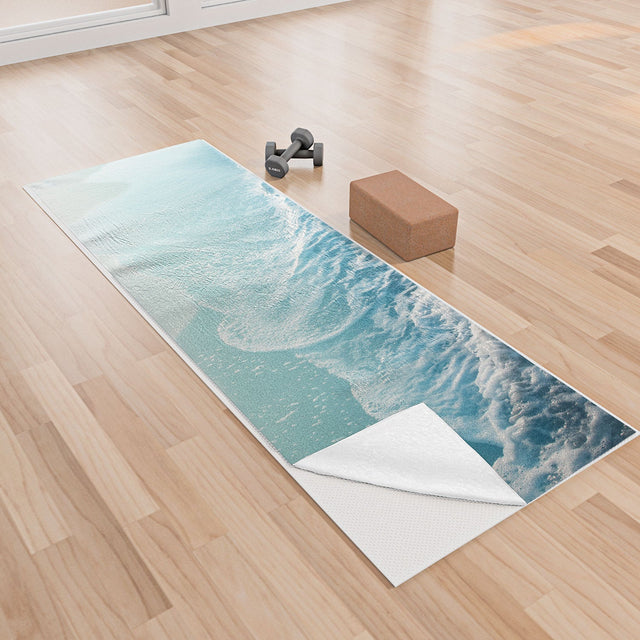 Soft Turquoise Ocean Dream Waves Yoga Towel