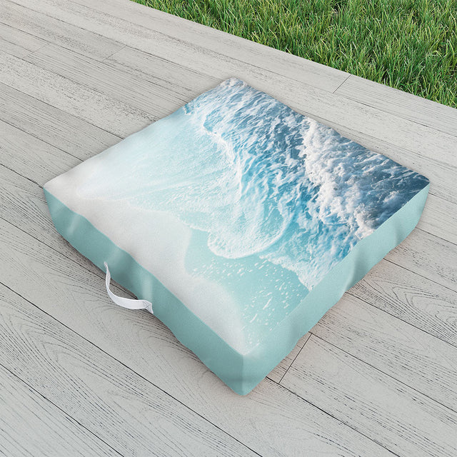 Soft Turquoise Ocean Dream Waves Outdoor Floor Cushion