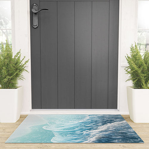 Soft Turquoise Ocean Dream Waves Welcome Mat